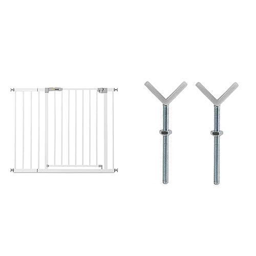 Hauck Türschutzgitter/Treppenschutzgitter für Kinder Open N Stop KD Safety Gate inkl. 21 cm Verlängerung/ohne Bohren / 96-101 cm breit weiß & Y-Spindel, für Geländer