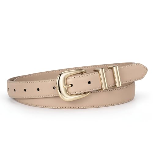 Womens Belt Fashion Leather Wais Belt for Jeans Pants Dresses with Gold Buckle