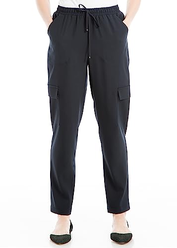 Max Studio Women's Soft Twill Cargo Pant with Waist Tie