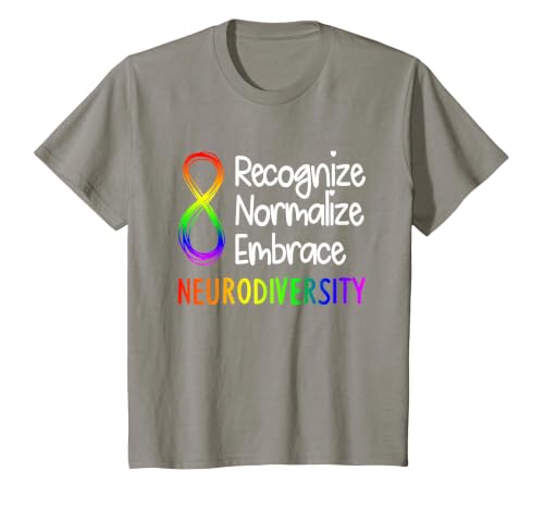 Neurodiversity Shirt Autism Spectrum ASD Rainbow Infinity T-Shirt, Youth, Slate Grey, Large