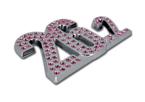 Image of Elektroplate 26.2 Pink Crystal Marathon All Metal Emblem for Cars, Trucks, and All Auto | Universal Fit at 1.75 inch x 2.9 inch | Weatherproof