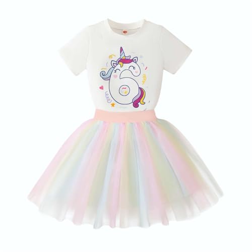 Image of 6th Birthday Outfit for Girls 6 Year Old Six Sixth Shirt Skirt Birthday Outfit