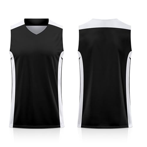 STLTYYP Reversible Basketball Jersey Team Athletic Scrimmage Mesh Blank Sports Uniforms M-2XL(XL, Black/White)