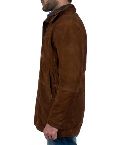 Hide & Seek Men’s Robert Western trench Taylor Officer Mountain Sheriff Long County Suede Leather Mysteries Trench Coat3