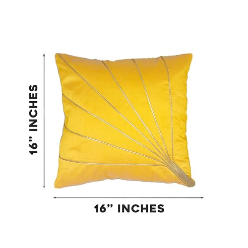 Image of Noor Silk Cushion Covers Pack of 7 | 16x16 Inches, Yellow