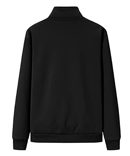 chouyatou Men's Fall Winter Stand Collar Zip Up Sherpa Lined Jersey Knit Sweatshirt Jacket2