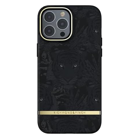 Richmond & Finch Phone Case Compatible with iPhone 13 Pro Max, Black Tiger Design, 6.7 Inches, Shockproof, Raised Edges, Fully Protective Phone Cover Cover