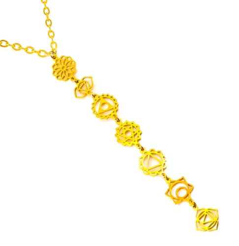 Image of Only faith Witch Knot Tetragram Pendant Necklace for Women The 7 Chakras Long Pendant with Spiritual Symbols Yoga Reiki Meditation Amulet, Pequeño, Stainless Steel, No gem