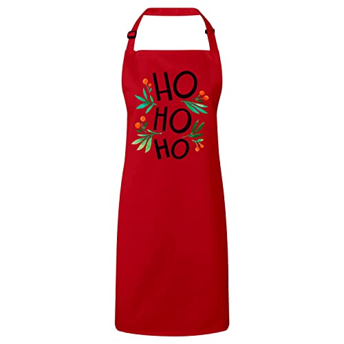 Tablier cuisine premium HO HO HO motif feuille de gui pour les fêtes de Noël