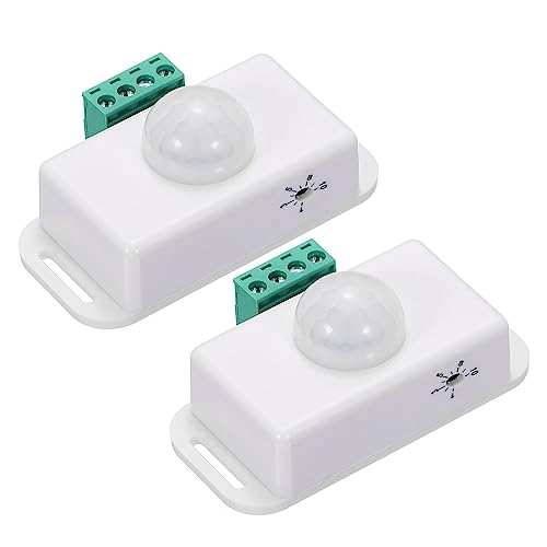 MECCANIXITY 12V 24V PIR Sensor LED Motion Sensor Adjustable PIR Probe for LED Light Strip White 2Pcs