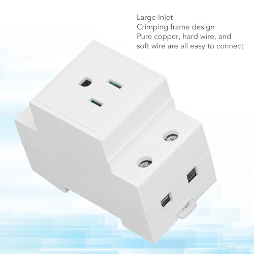 DIN Rail Socket Modular Power Socket DIN Rail Mount Modular Power Socket Single AC Outlet Built Protective Contact Earthing Contact Distribution Panel for Distribution Panel (US