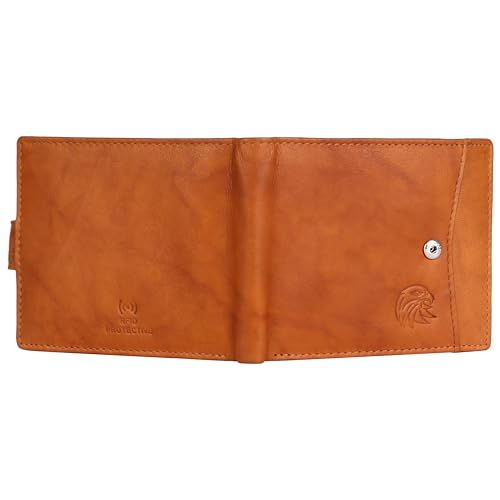 Men’s Formal Leather RFID Wallet – 8 Card Slots, Bifold, Slim Design, Gift Box Included (Tan)3