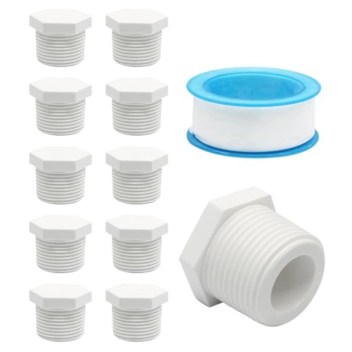 Image of 3 /4 Inch NPT PVC Hot Water Heater Drain Plug, White, 20 Pieces | Plastic PVC Pipe Fittings, End Caps, Hot Tub Drain Plug Fittings, Coupling Adapter