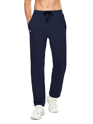 Pdbokew Men's Running Pants Lightweight Athletic Pants With Zipper Pockets Navy #TOP4