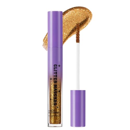 Cushangty Rímel con Brillo,Rímel Luminoso Para Fiestas - Impermeable Alarga Riza Sin Manchas Maquillaje de Pestañas para Mujeres Fiesta Noche Eventos