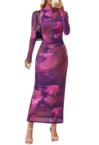 MEROKEETY Women's Long Sleeve Fall Wedding Guest Dress 2025 Bodyc...