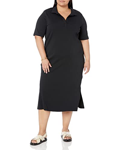Amazon Aware Women's Organic Cotton Jersey Short-Sleeve Midi Polo Dress (Available In Plus Size), Black, Xx-Large #TOP4