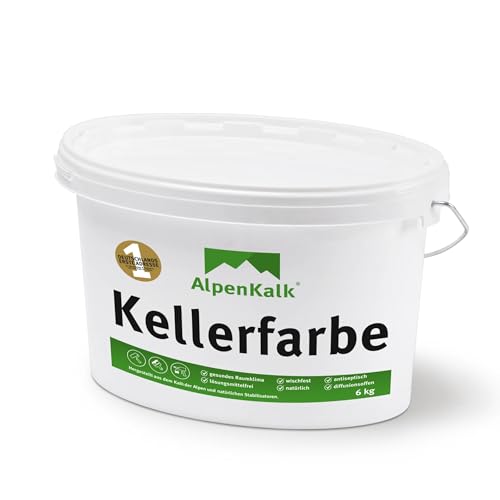 AlpenKalk Weiße Kellerfarbe I 6 kg für ca. 35m² I Hochdeckende & wischfeste Kalkfarbe I Atmungsaktiv &...