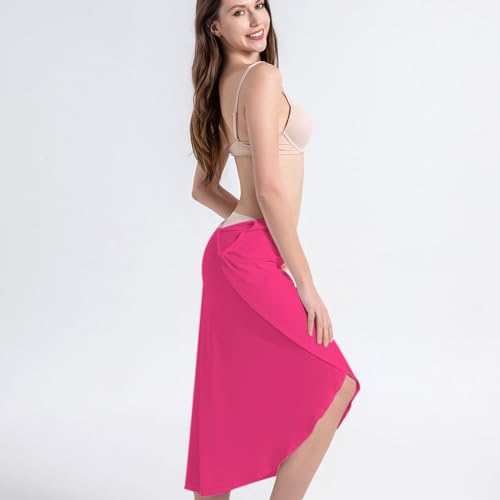 XIWCAFC Women's Beach Dress Summer Beach Cover Up Long Beachwear Slip V Neck Cover Ups Loose Casual Sarong for Swim Bathing Suit (UK, Numeric, 4, Regular, Regular, dark pink) - Image 7