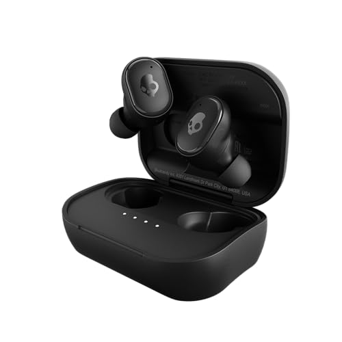 Skullcandy Grind Kabelloser In-Ear Kopfhörer, 40 Std. Akkulaufzeit, Skull-iQ, Alexa-Unterstützung, Mikro, Kompatibel mit iPhone, Android und Bluetooth-Geräten - Schwarz