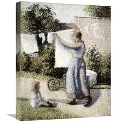 22 in. Woman Hanging Laundry Art Print - Camille Pissarro