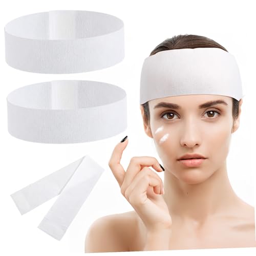 HEATSHAKING 30個 使い捨てヘッドバンド 軽量ポータブル スキンケア用不織布素材 快適フィット 伸縮性面ファスナー付き 女性向けフェイシャルス