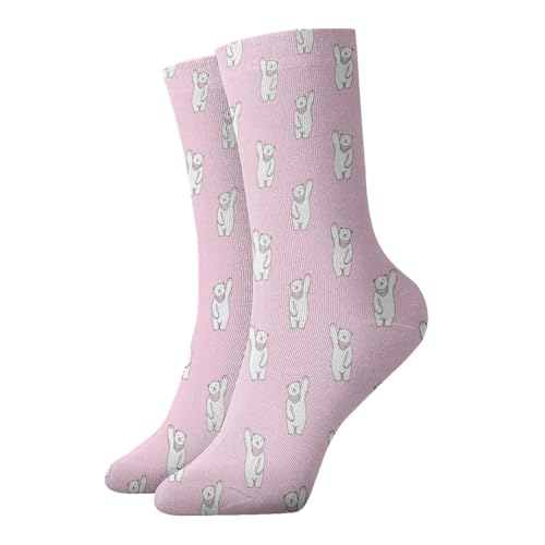 Polar Bear - Calcetines de felpa rosa para casa y oficina, calcetines antideslizantes para comodidad en interiores