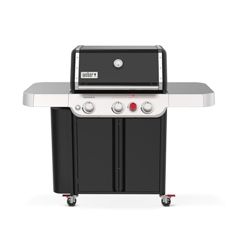 Weber Genesis E-330 Liquid Propane Gas Grill for Outdoor Cooking, 3 Burners, Black – Porcelain-Enameled Cast-Iron Grates, PureBlu Burners & Sear Zone