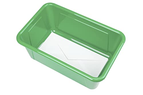 Image of Storex Small Cubby Bins - Plastic Storage Containers for Classroom with Non-Snap Lid, 12.2 x 7.8 x 5.1 inches, Green, 5-Pack (62409A05C)