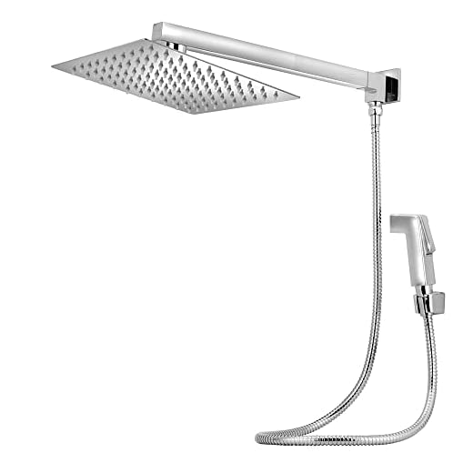 Ducha Chuveiro Quadrado 20x20 Slim Inox Completo C/Desviador