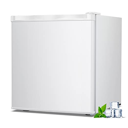 LHRIVER 1.1 Cu.ft Small Upright Freezer, Compact Mini Freezer with Removable Shelves, Adjustable Thermostat, Reversible Door Hinge, Quiet for Home/Dorm/Office/Kitchen, White