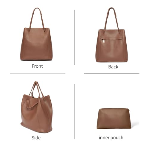 Image of Hand Bags for Women Brown Tote Shoulder Bag Work Everyday Bag Medium Leather Purse