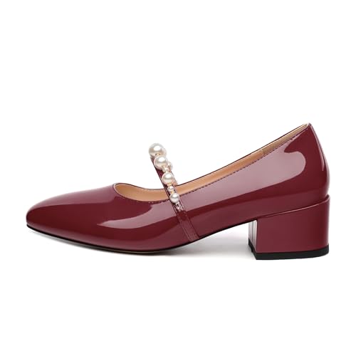 Cute Mary Jane Shoes for Women Chunky Heel Round Closed Toe Patent Pumps Casual Comfort Fashion Wedding Dress Shoes 2 Inch2