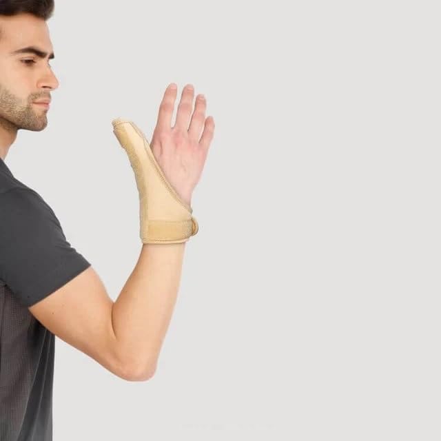 Flamingo Thumb Spica Splint Brace | Thumb Support Stabilizer for Pain, Sprains, Strains, Tendonitis with Wrist Wrap | Beige | Medium
