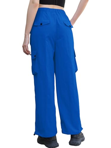 Image of Cromoncent Cargo Pants Girls & Women Parachute Pants Y2K Baggy Rave Clothes Waterproof with Pockets, 6 Years - 3XL