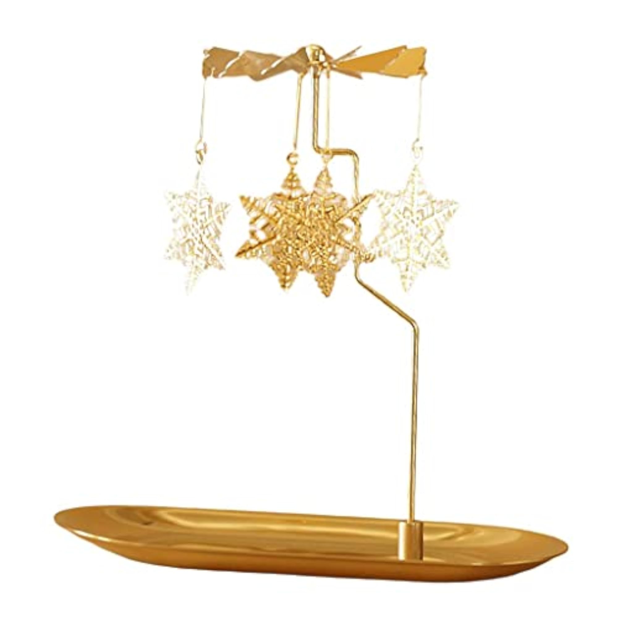 Rotating Spinning Tea Light Holder Stand Snowflake