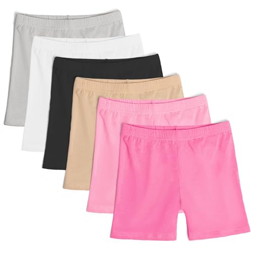 LAETBBE 6 Pack Mädchen Short Tanz Baumwolle Shorts unter Kleid Mädchen Sicherheit Kurze Unterwäsche atmungsaktive 3-4 Jahre