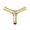 X AUTOHAUX 2pcs 6mm Copper Barb Hose Fitting Tee Y Shape 3 Way Connector #4