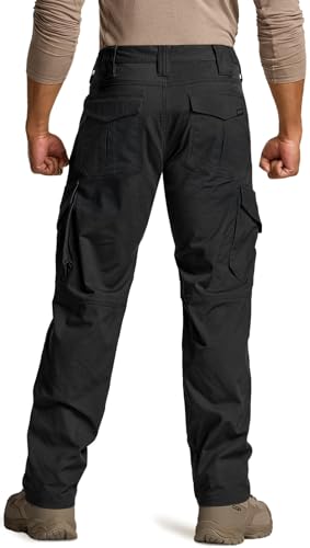 Image of CQR Men's Flex Ripstop Tactical Pants, Water Resistant Stretch Cargo Pants, Lightweight EDC Hiking Work Pants