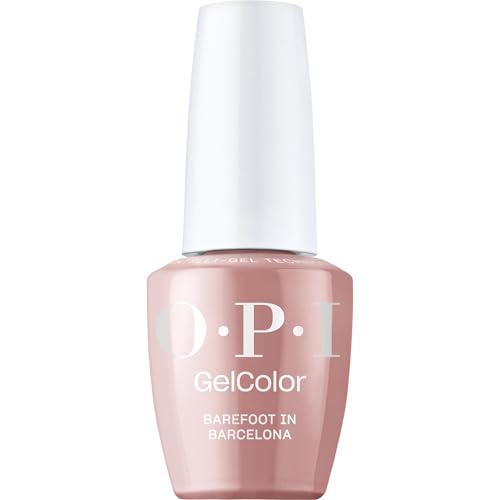OPI GelColor Barefoot in Barcelona | Opaque Dark Warm Nude Crème LED Cure Gel Nail Polish | Salon-Quality Shine, Long-Lasting Wear | Vegan & HEMA Free | 0.5 Fl Oz