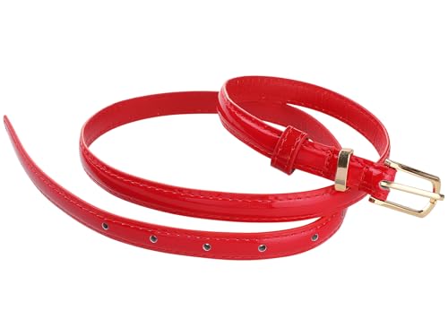 uxcell Womens Patent Leather PU Skinny Waist Belt for Jeans with Alloy Buckle3