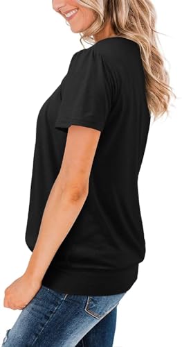 ZOLUCKY Womens Casual Short Sleeve Tunic Tops Scoop Neck T Shirts Summer Loose Fit Tunics3