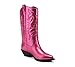 Soda RENO ~ Women Western Cowboy Stitched Pointe Toe Low Heel Ankle Mid Shaft Fashion Boots (Fuchsia Metallic, us_footwear_size_system, adult, women, numeric, medium, numeric_9)