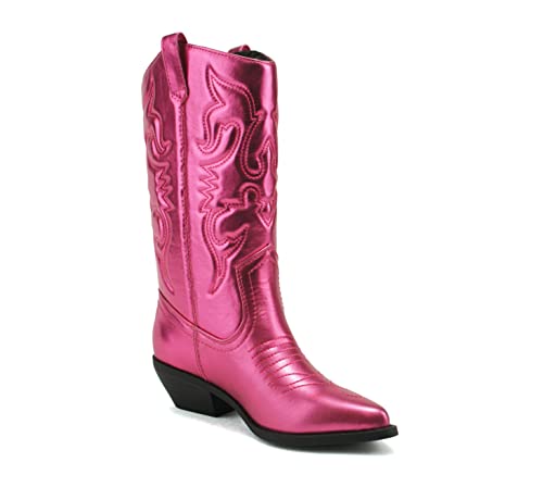 Image of Soda Women's Mug Round Toe Faux Suede Stacked Heel Western Ankle Bootie