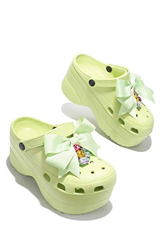 Cape Robbin Platform Clogs Slippers for Women, Womenâ€™s Fashion Comfortable Slip On Slides Shoes with Bow size-10