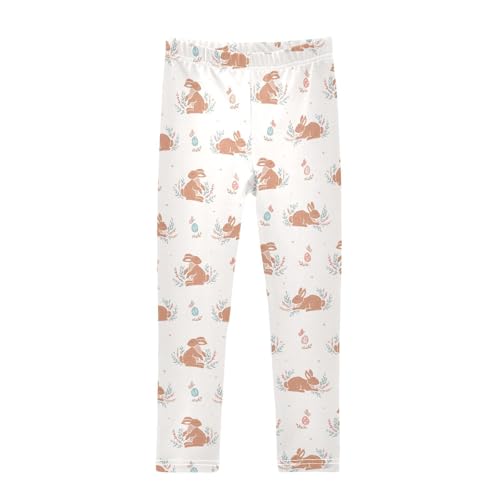 Brown Bunny Girls Leggings,Workout Leggings for Girls Toddler Athletic Leggings Size for 3-10T