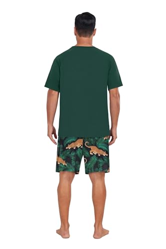 Image of Mens Pajamas Set Lightweight Summer Pjs Sleepwear Soft Comfy Short Sleeve Loungewear With Pocket (S-4X)