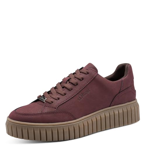 s.Oliver Damen Sneaker flach Low Top Vegan, Rot (Bordeaux), 39 EU