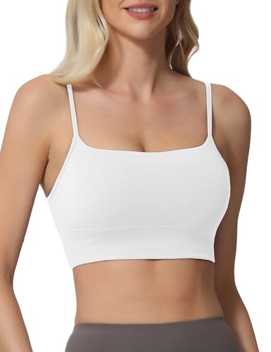 Padded Sports Bras for Women,Sleeveless Spaghetti Strap Square Neck Yoga Crop Top