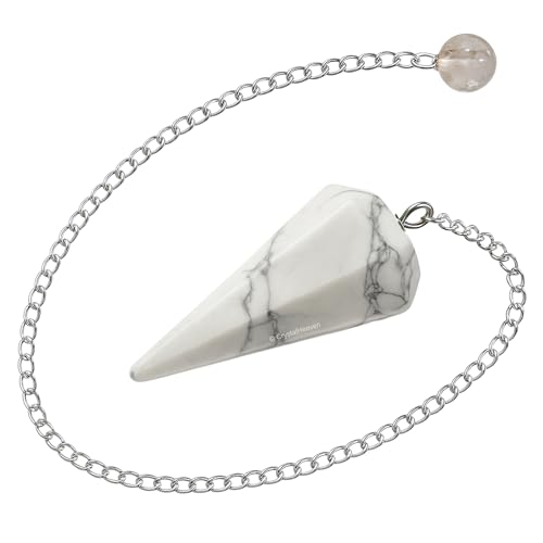 Image of Howlite Pendulum Dowsing Tool - Natural Crystal Pendulum for Spiritual Guidance - Premium Dowser Pendulum for Accurate Divination and Energy Healing - Perfect for Energy Healing and Chakra Balancing - Handcrafted with Precision and Elegance
